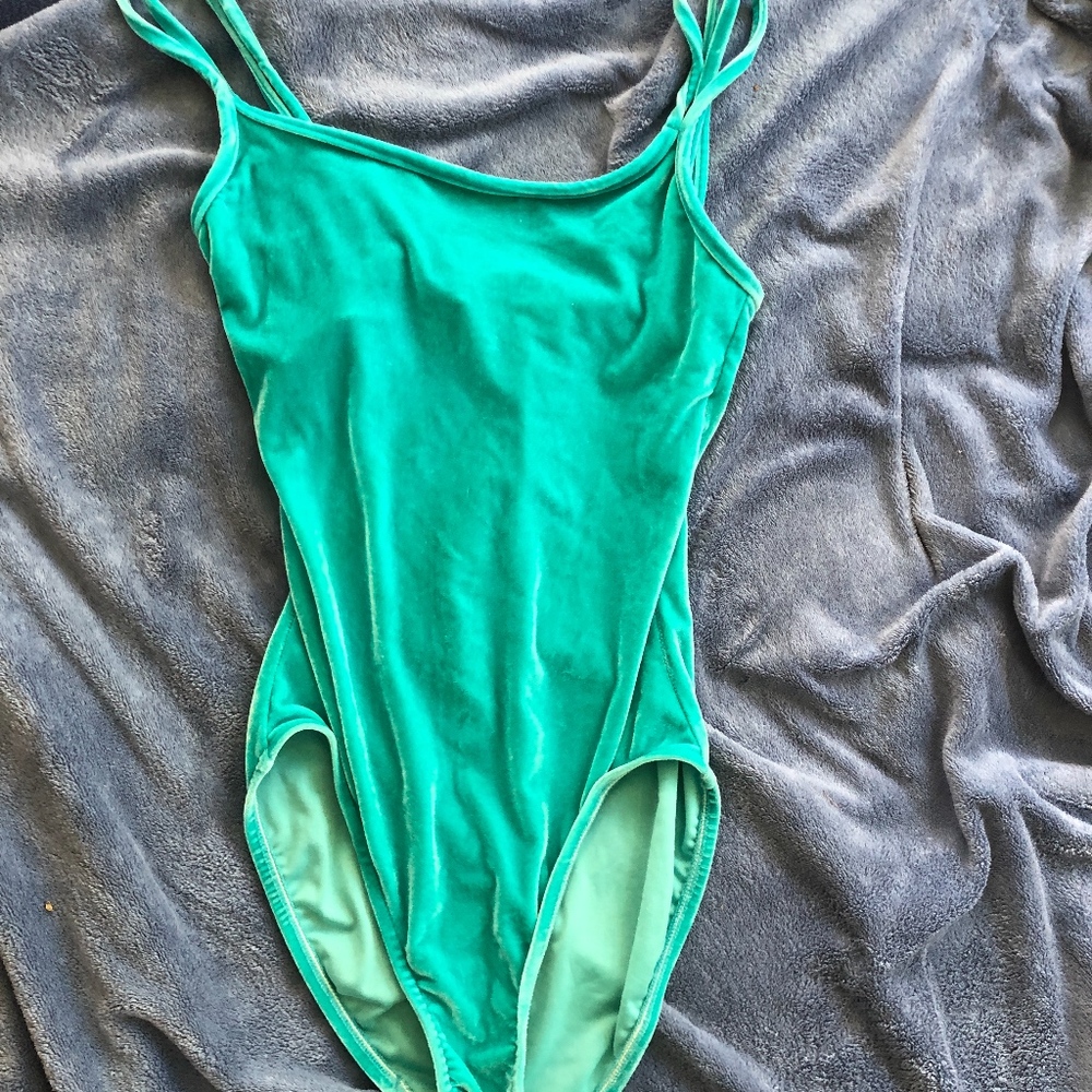 FUN teal velvet VINTAGE swim suit